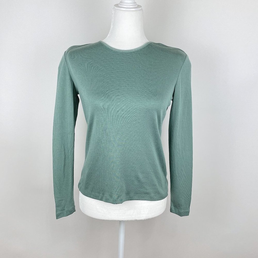 NOS Women's Preview Collection Petites Gray Green Long Sleeve Top Size XS